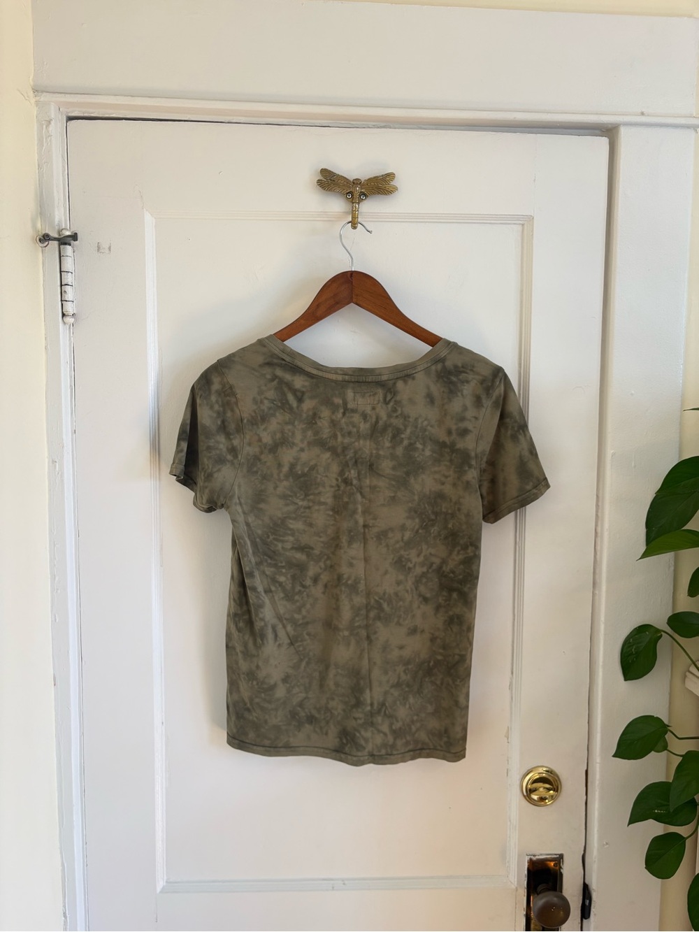 PACT Olive Green Tie-Dye Scoop Neck Organic Cotton Short Sleeve T-shirt XS - Picture 6 of 8